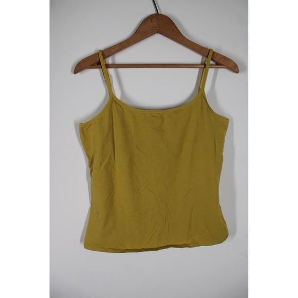 J Jill Tops - J Jill L Mustard Yellow Spaghetti Strap Shelf Bra Cami Cotton Stretch Tank Top